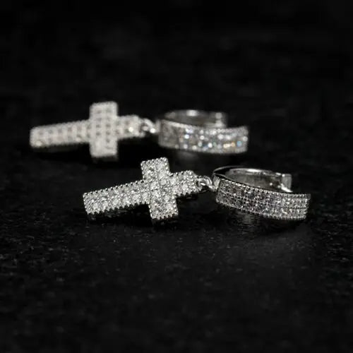 Unisex Stylish Cross Drop Hoop Earrings