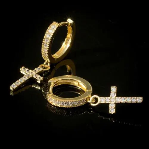 Unisex Stylish Cross Drop Hoop Earrings