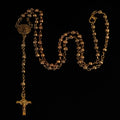 4mm stainless steel bead necklace, vintage Jesus cross necklace.