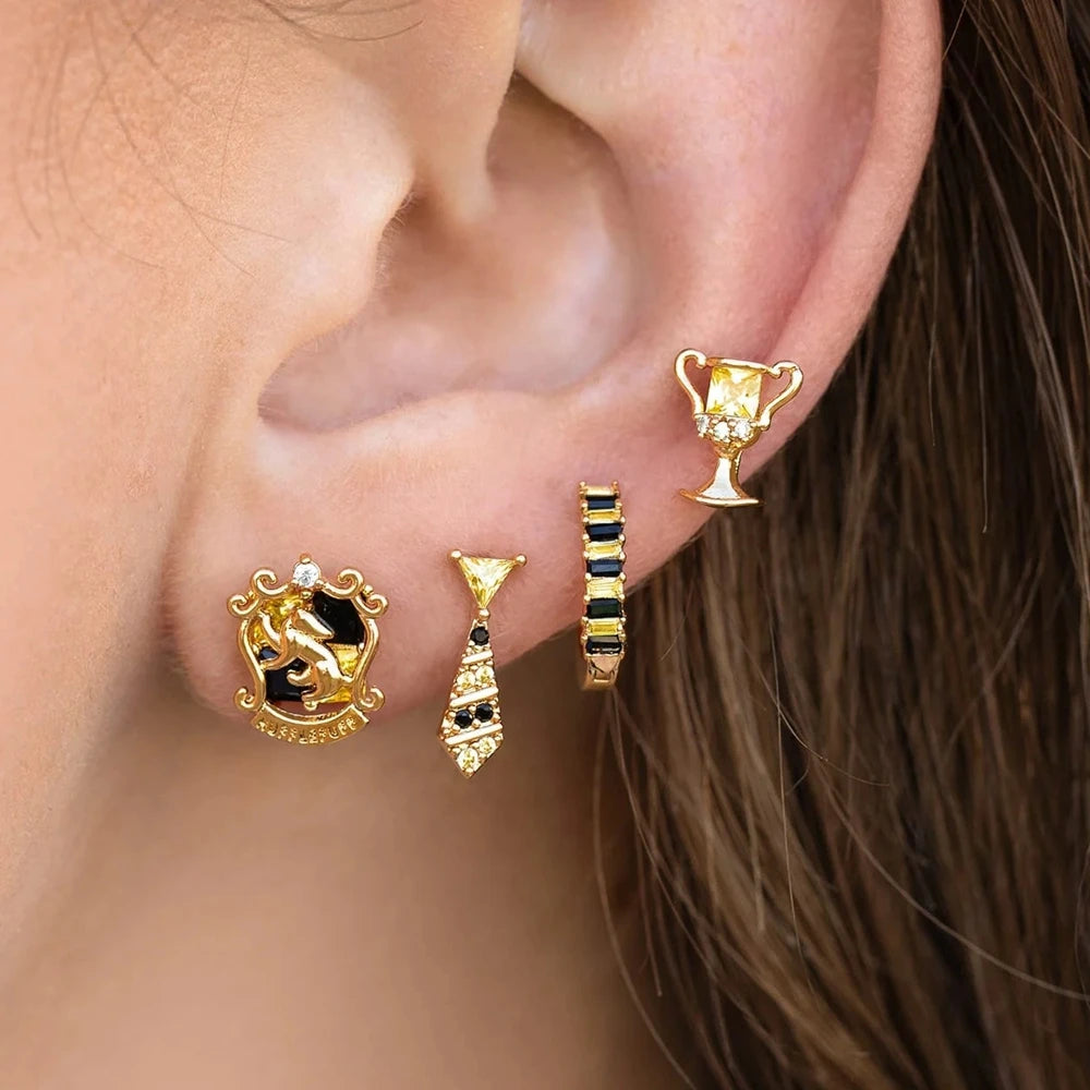 Stud Earrings Gold Color Plated Cubic Zirconia Crystal Stone Women Jewelry