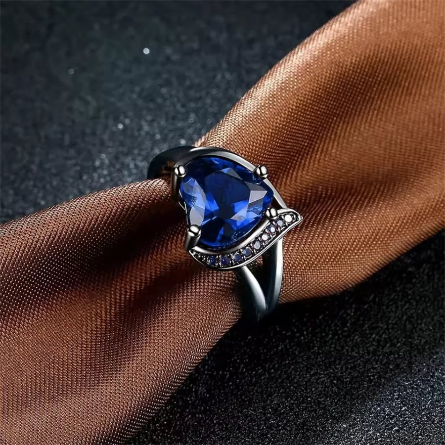 Blue Rhinestones Zircon Ring Men Stainless Steel Celtic Dragon Ring