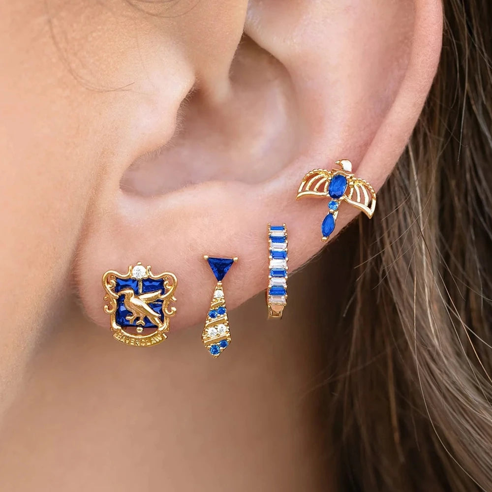Stud Earrings Gold Color Plated Cubic Zirconia Crystal Stone Women Jewelry