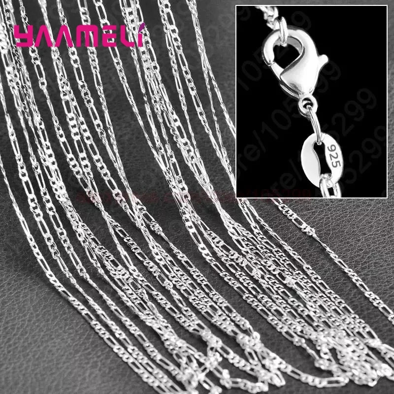 Pure 925 Sterling Silver Charm Link Chain Necklace Jewelry with Strong Smooth Lobster Clasps 16-30 Inches
