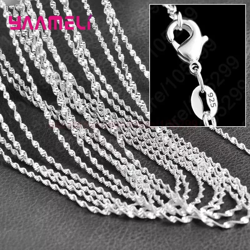 Pure 925 Sterling Silver Charm Link Chain Necklace Jewelry with Strong Smooth Lobster Clasps 16-30 Inches