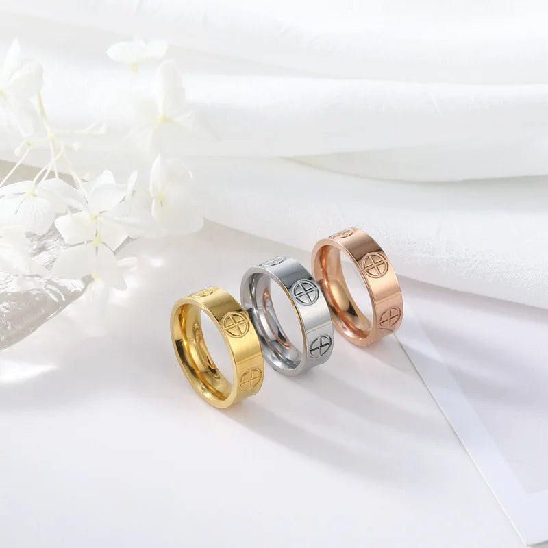 Stainless Steel Rings Gold Color Luxury