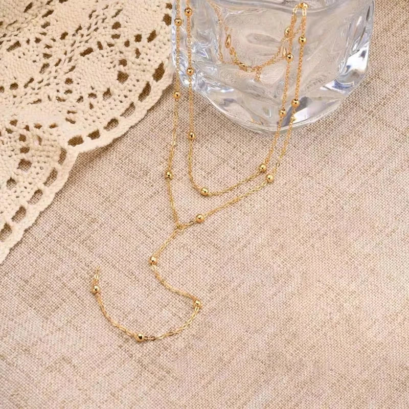 Stainless Steel Lariat Necklace Gold Plated