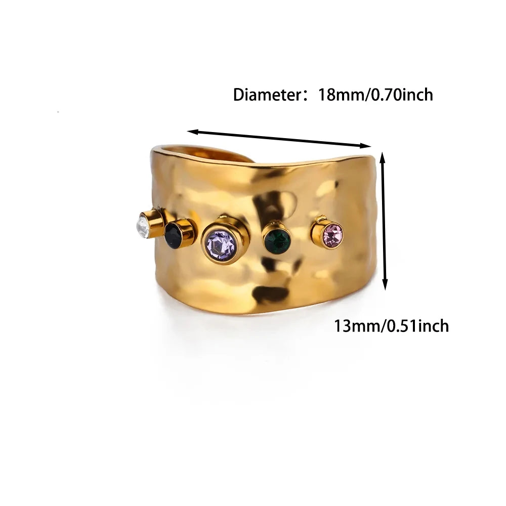 Punk Türkiye Eye Zirconcia Rings Gold Color Stainless Steel Waterproof