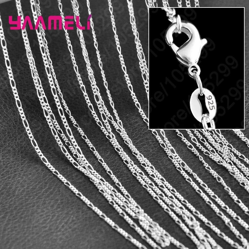 Pure 925 Sterling Silver Charm Link Chain Necklace Jewelry with Strong Smooth Lobster Clasps 16-30 Inches