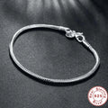 Handmade 925 Sterling Silver Charm Bracelet Soft Smooth Snake Bone Bracelets for Women