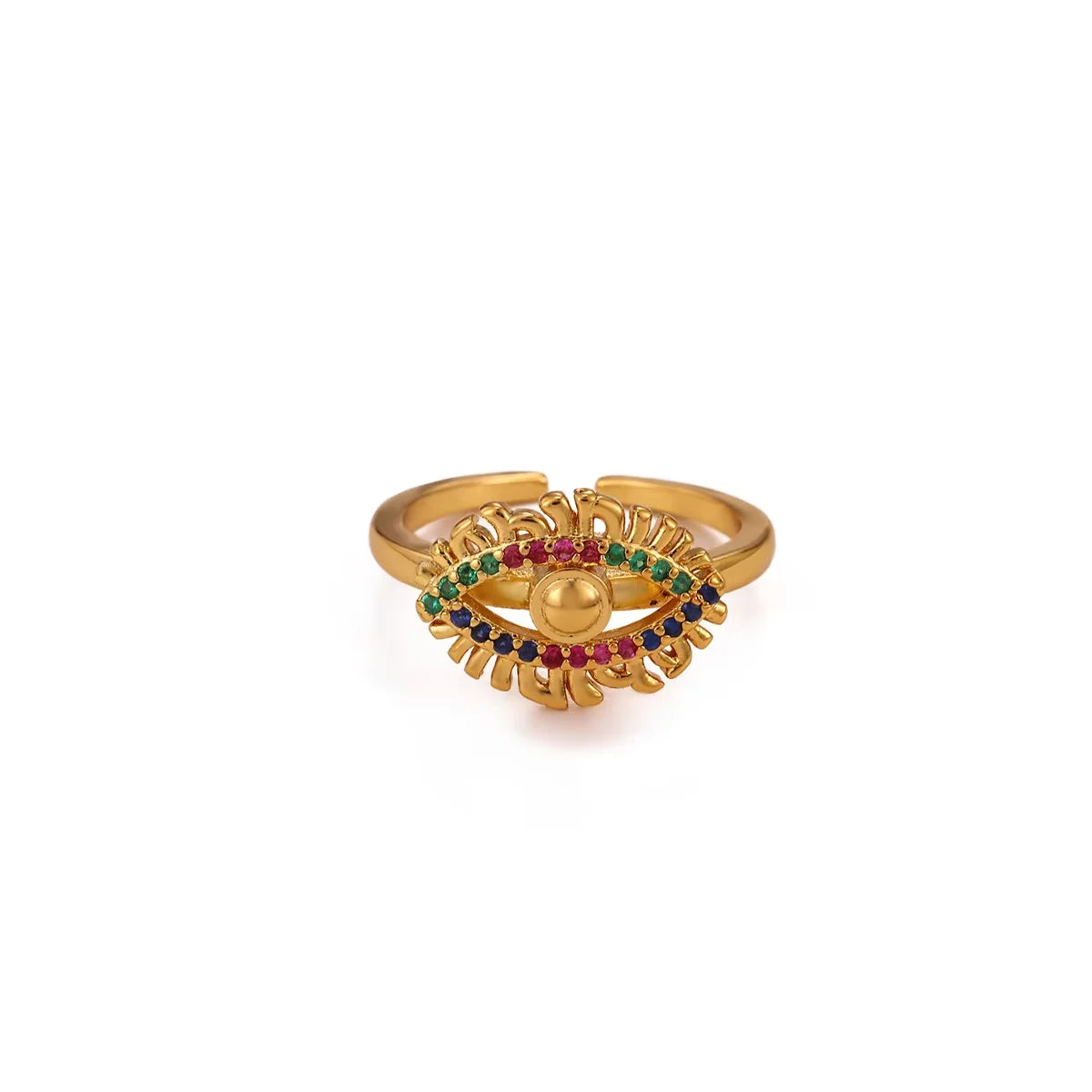 Punk Türkiye Eye Zirconcia Rings Gold Color Stainless Steel Waterproof