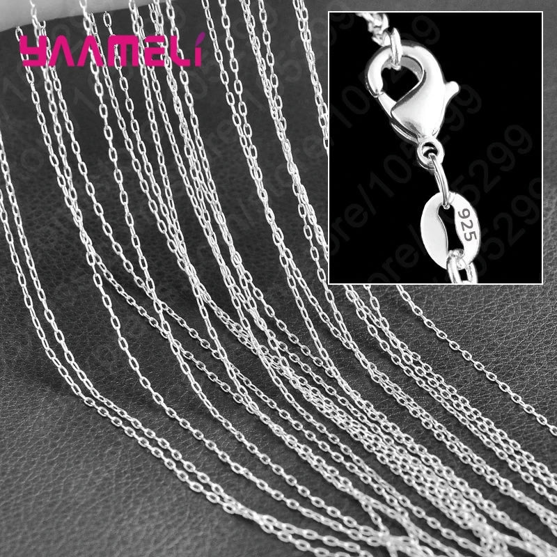 Pure 925 Sterling Silver Charm Link Chain Necklace Jewelry with Strong Smooth Lobster Clasps 16-30 Inches