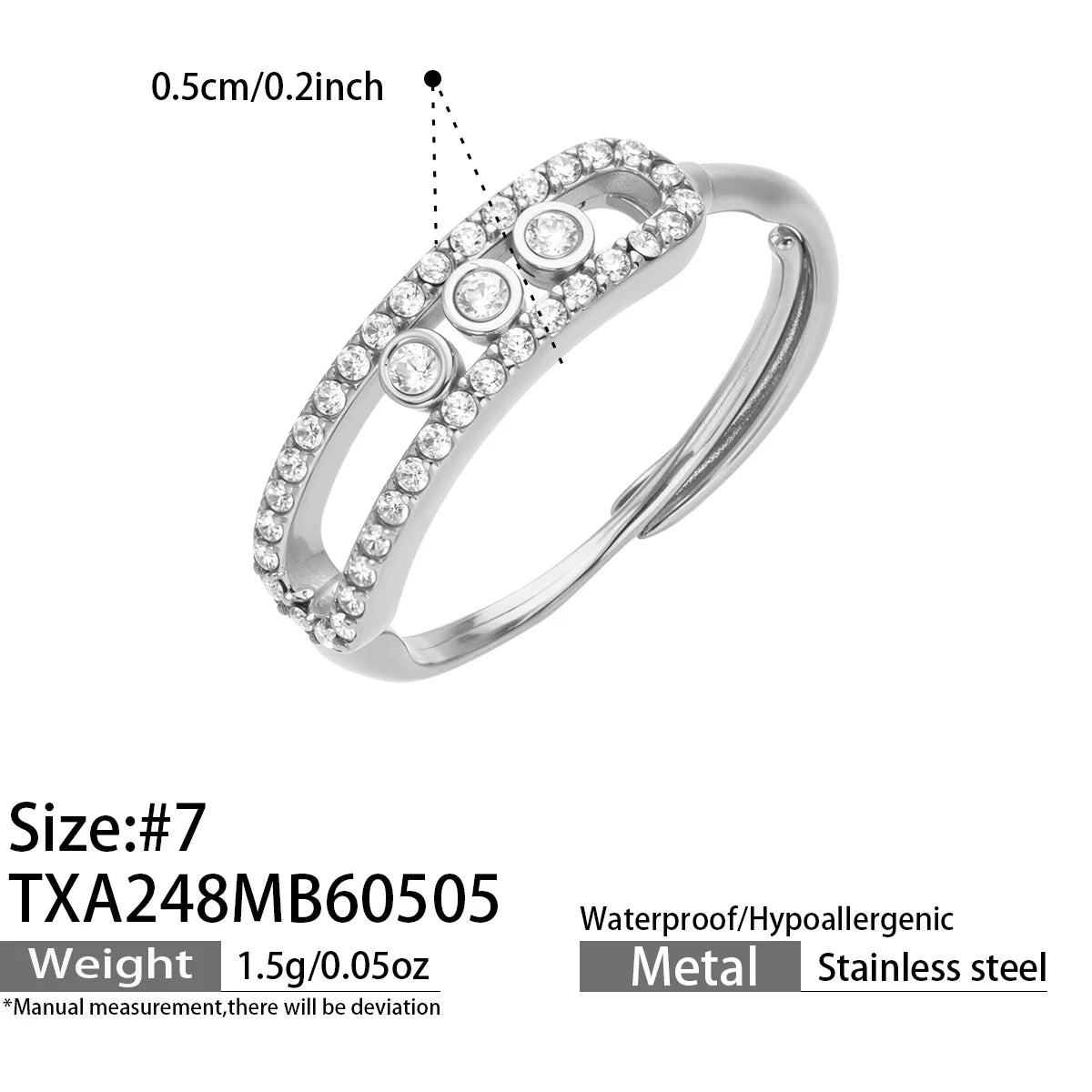Three Slidable Zircon Pendant Necklace 18k Gold Plated Stainless Steel
