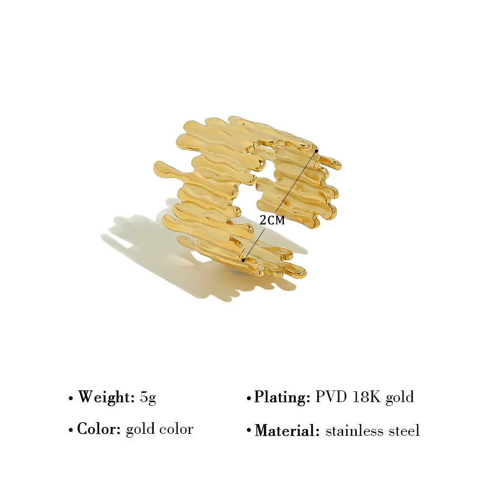 18K Gold Plated Stainless Steel Irregular Wide Rings