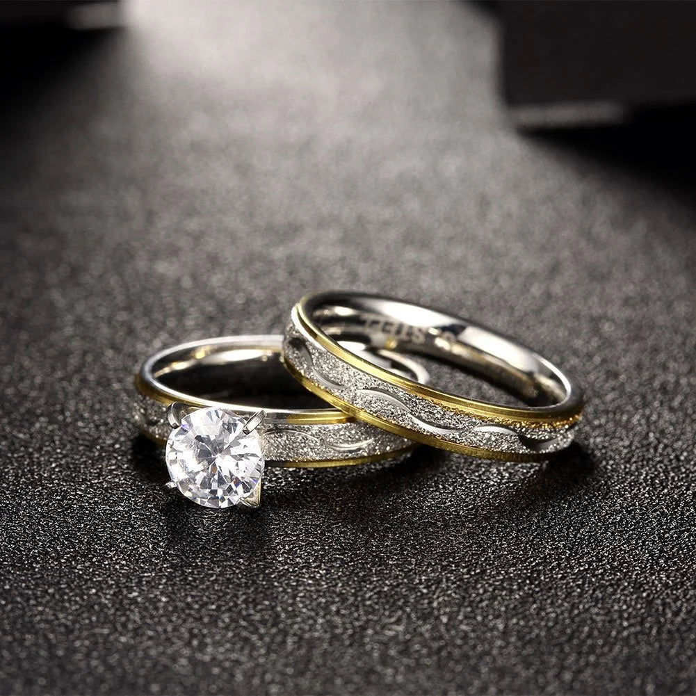Zirconia Rings Men Stainless Steel Ring Wedding