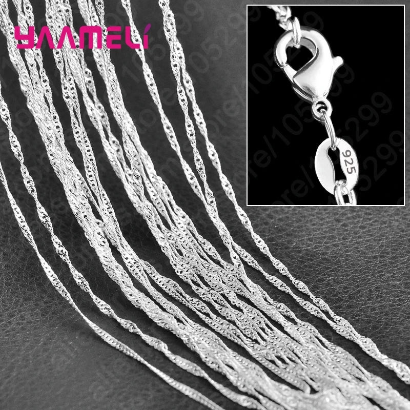 Pure 925 Sterling Silver Charm Link Chain Necklace Jewelry with Strong Smooth Lobster Clasps 16-30 Inches