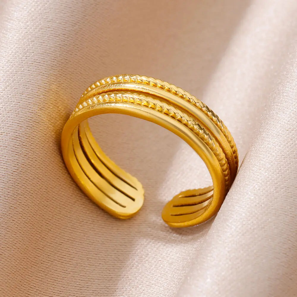 Stainless Steel Rings for Women Gold Color Never Fade Luxury
