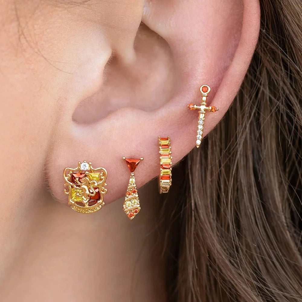 Stud Earrings Gold Color Plated Cubic Zirconia Crystal Stone Women Jewelry