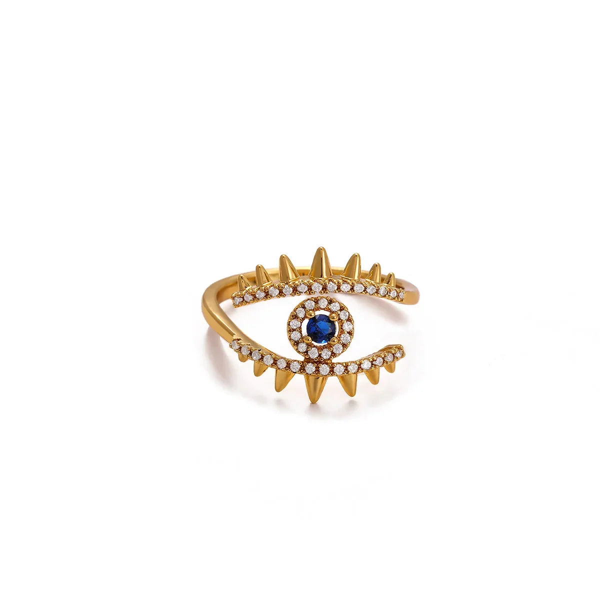 Punk Türkiye Eye Zirconcia Rings Gold Color Stainless Steel Waterproof