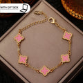 Single-Sided Lucky Clover Plated Bracelet for Women,