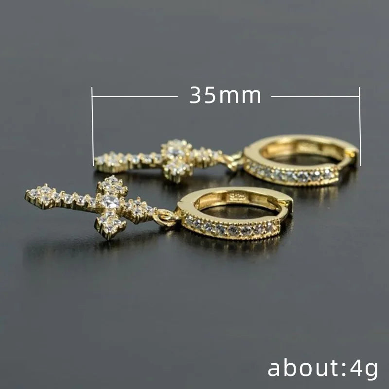 Unisex Stylish Cross Drop Hoop Earrings
