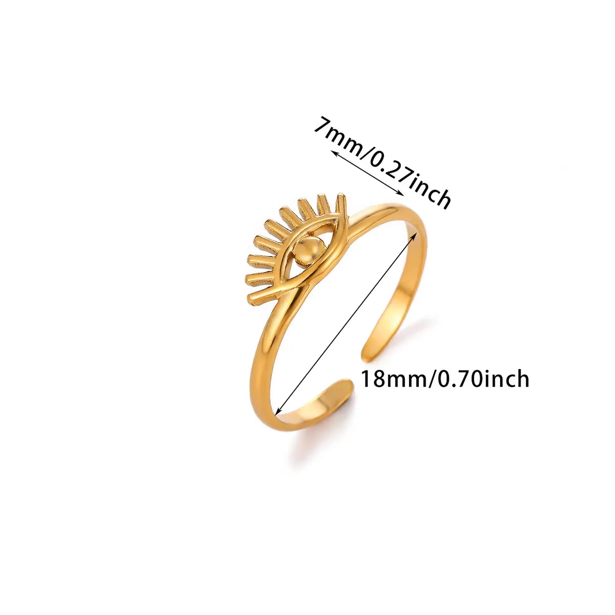 Punk Türkiye Eye Zirconcia Rings Gold Color Stainless Steel Waterproof