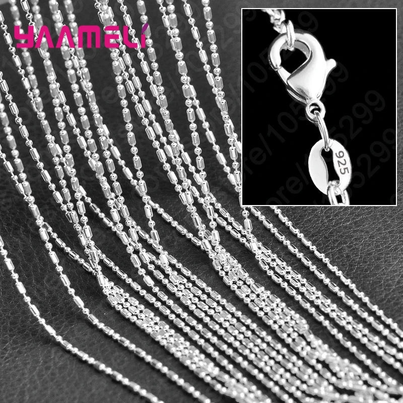 Pure 925 Sterling Silver Charm Link Chain Necklace Jewelry with Strong Smooth Lobster Clasps 16-30 Inches
