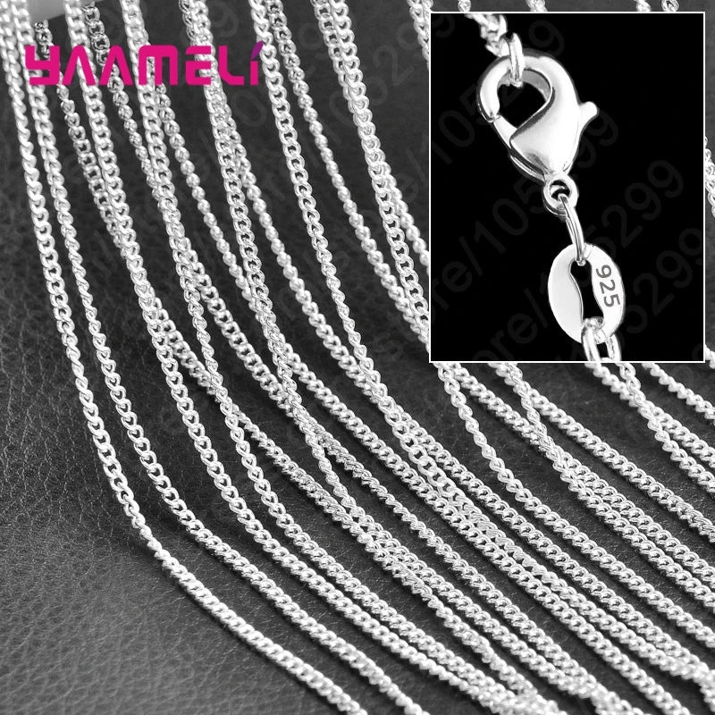 Pure 925 Sterling Silver Charm Link Chain Necklace Jewelry with Strong Smooth Lobster Clasps 16-30 Inches