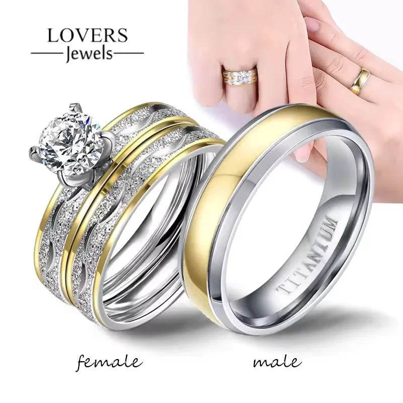 Zirconia Rings Men Stainless Steel Ring Wedding