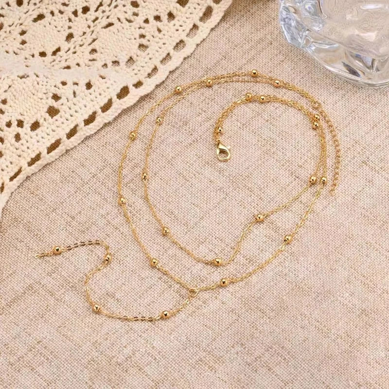 Stainless Steel Lariat Necklace Gold Plated