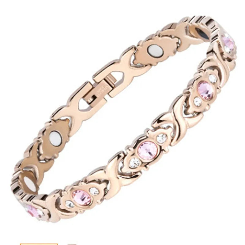 Magnetic Lymphatic Drainage Bracelet for Men Women Lymphatic Detox Zircon Bracelet Slimming Magnetic Therapy Health Care Gift