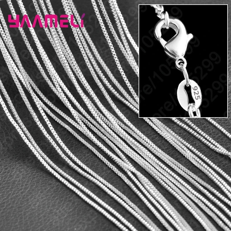 Pure 925 Sterling Silver Charm Link Chain Necklace Jewelry with Strong Smooth Lobster Clasps 16-30 Inches