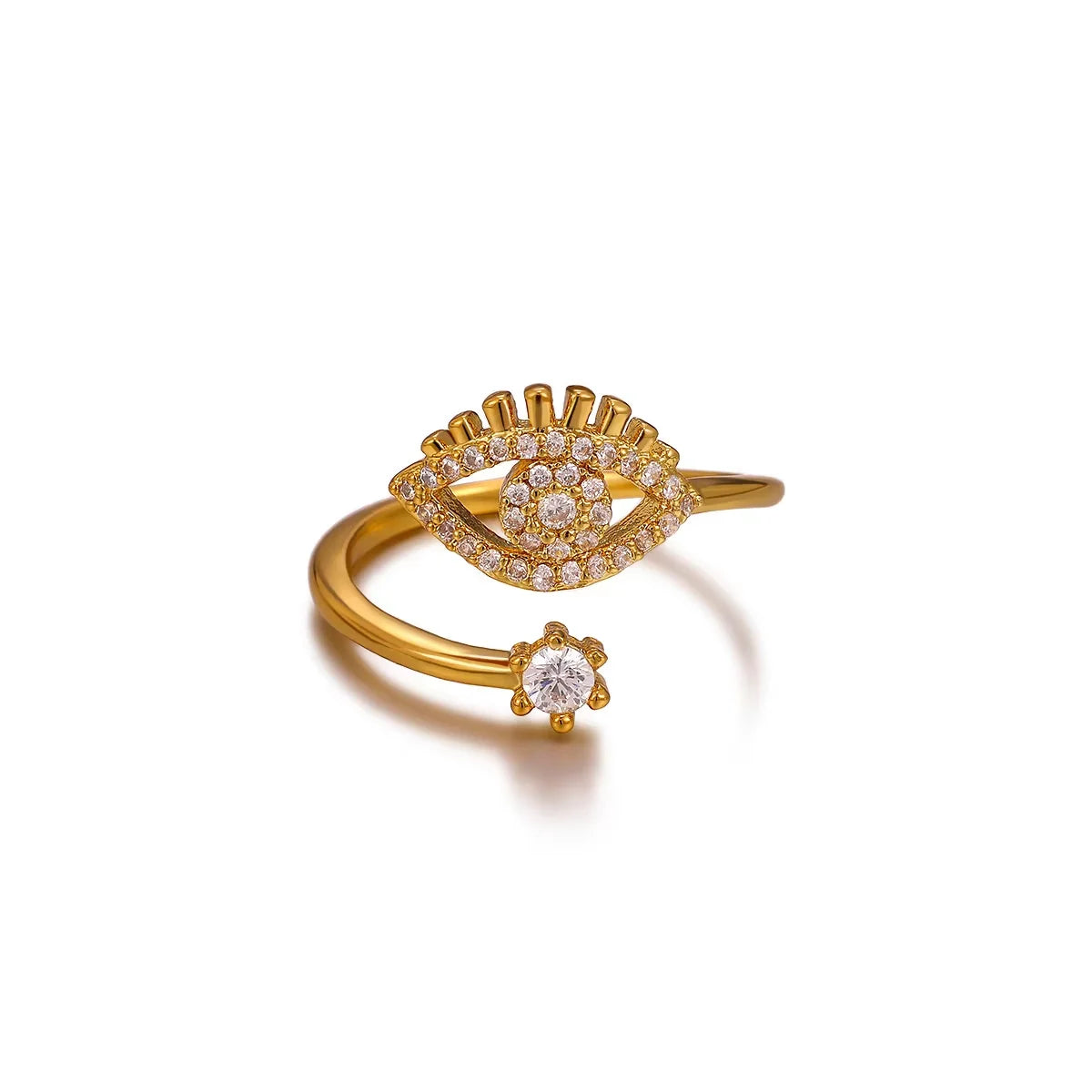 Punk Türkiye Eye Zirconcia Rings Gold Color Stainless Steel Waterproof