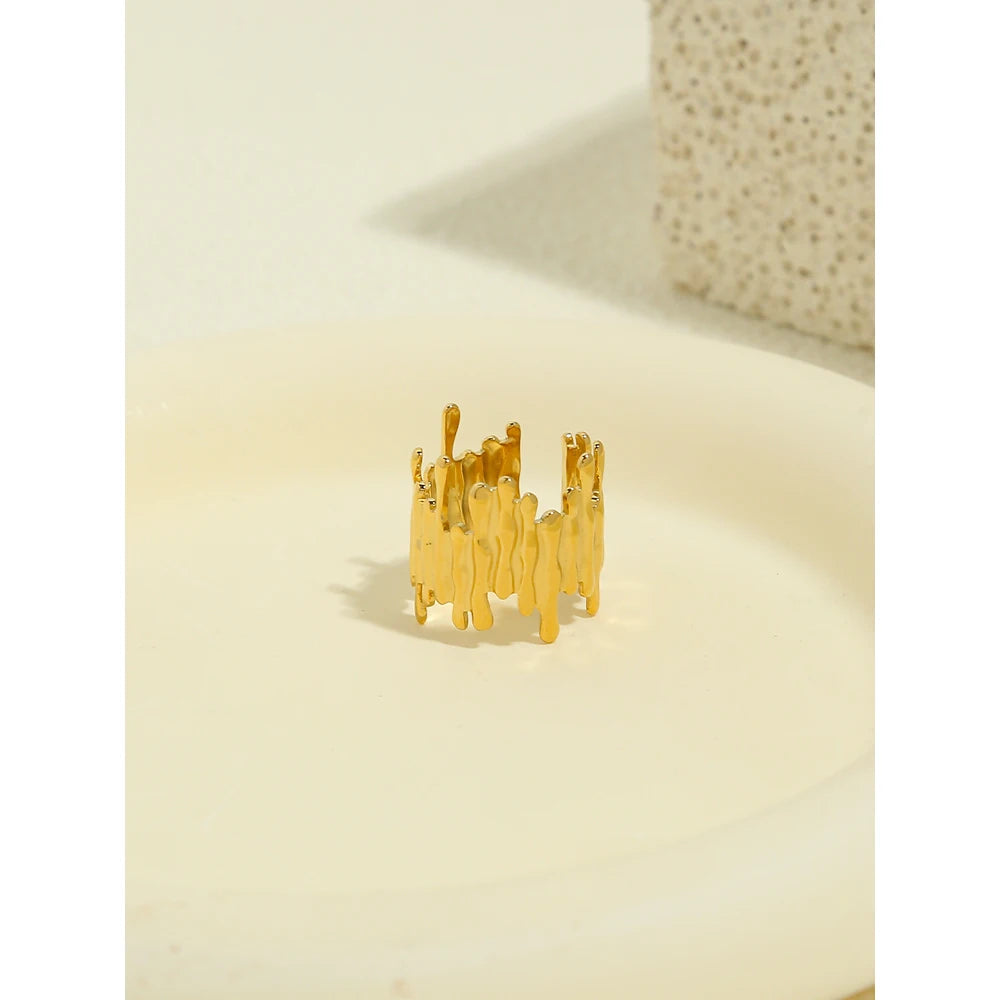 18K Gold Plated Stainless Steel Irregular Wide Rings