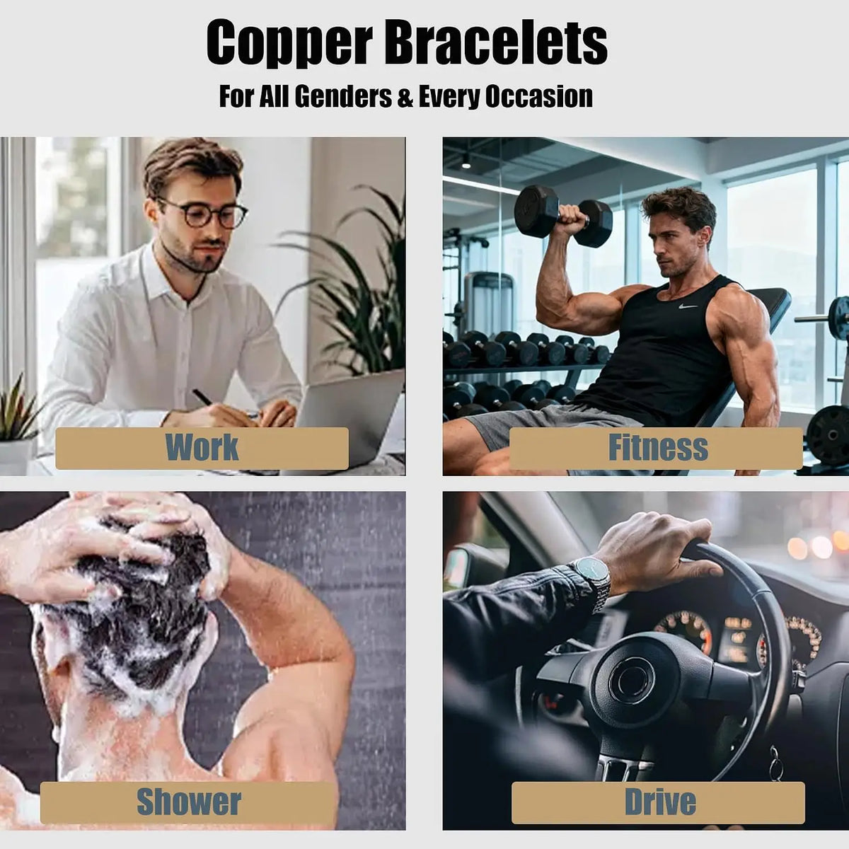 Pure Copper Healing Bracelets for Women Men Waterproof