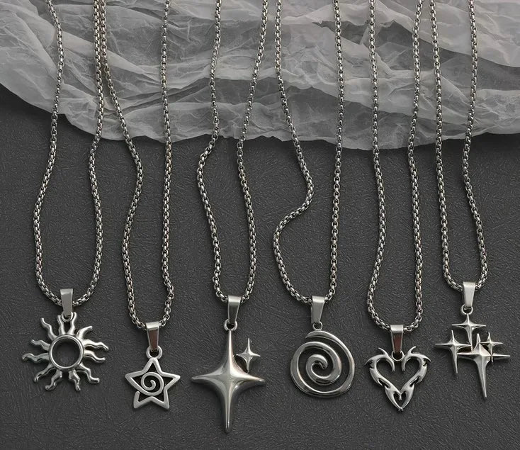 Shaped Y2K Stainless Steel Necklaces, Punk Style, Exquisite Y2K Chunky Chain Necklaces