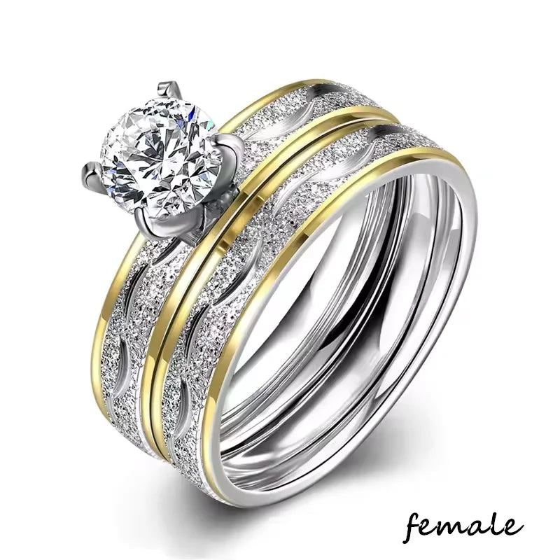 Zirconia Rings Men Stainless Steel Ring Wedding