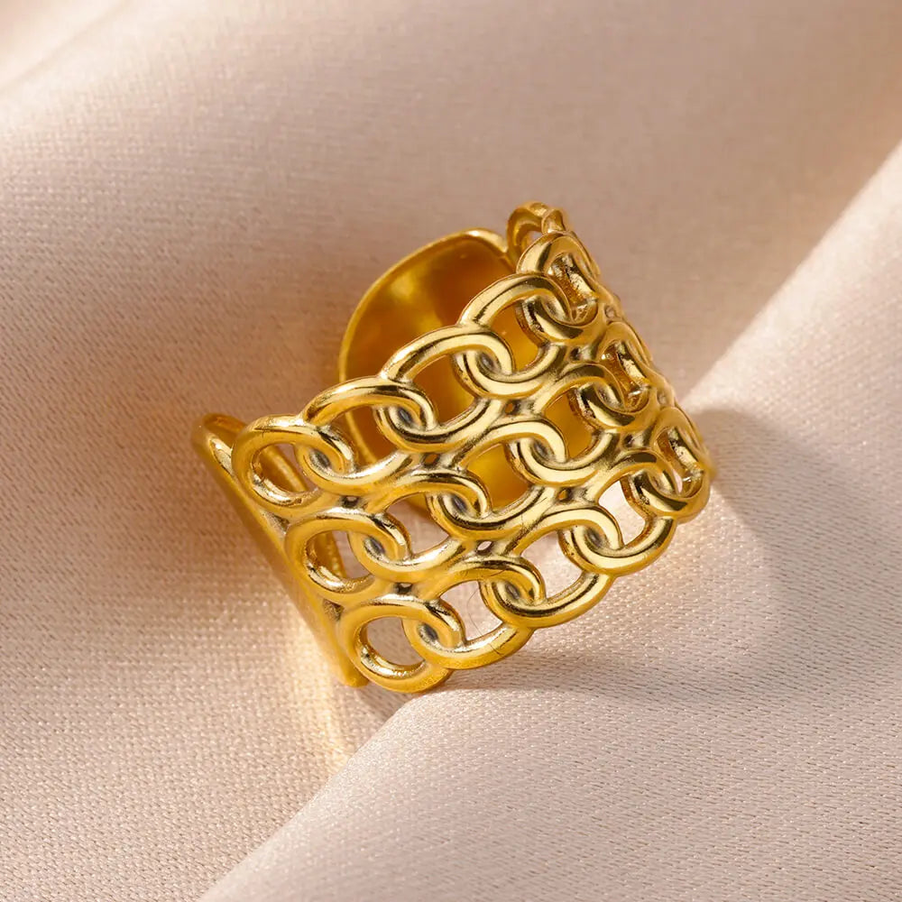 Stainless Steel Rings for Women Gold Color Never Fade Luxury