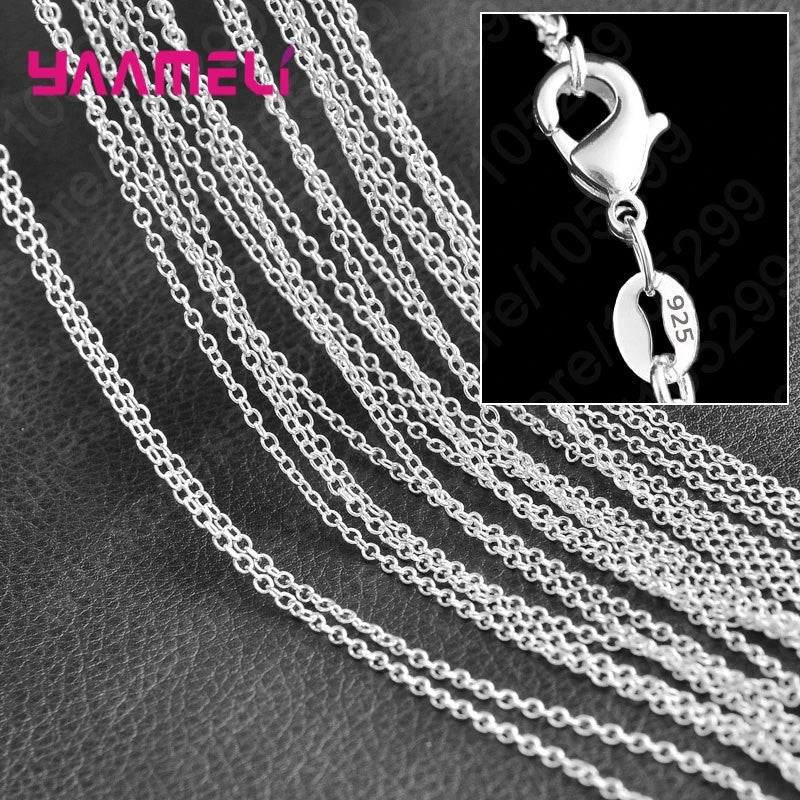 Pure 925 Sterling Silver Charm Link Chain Necklace Jewelry with Strong Smooth Lobster Clasps 16-30 Inches