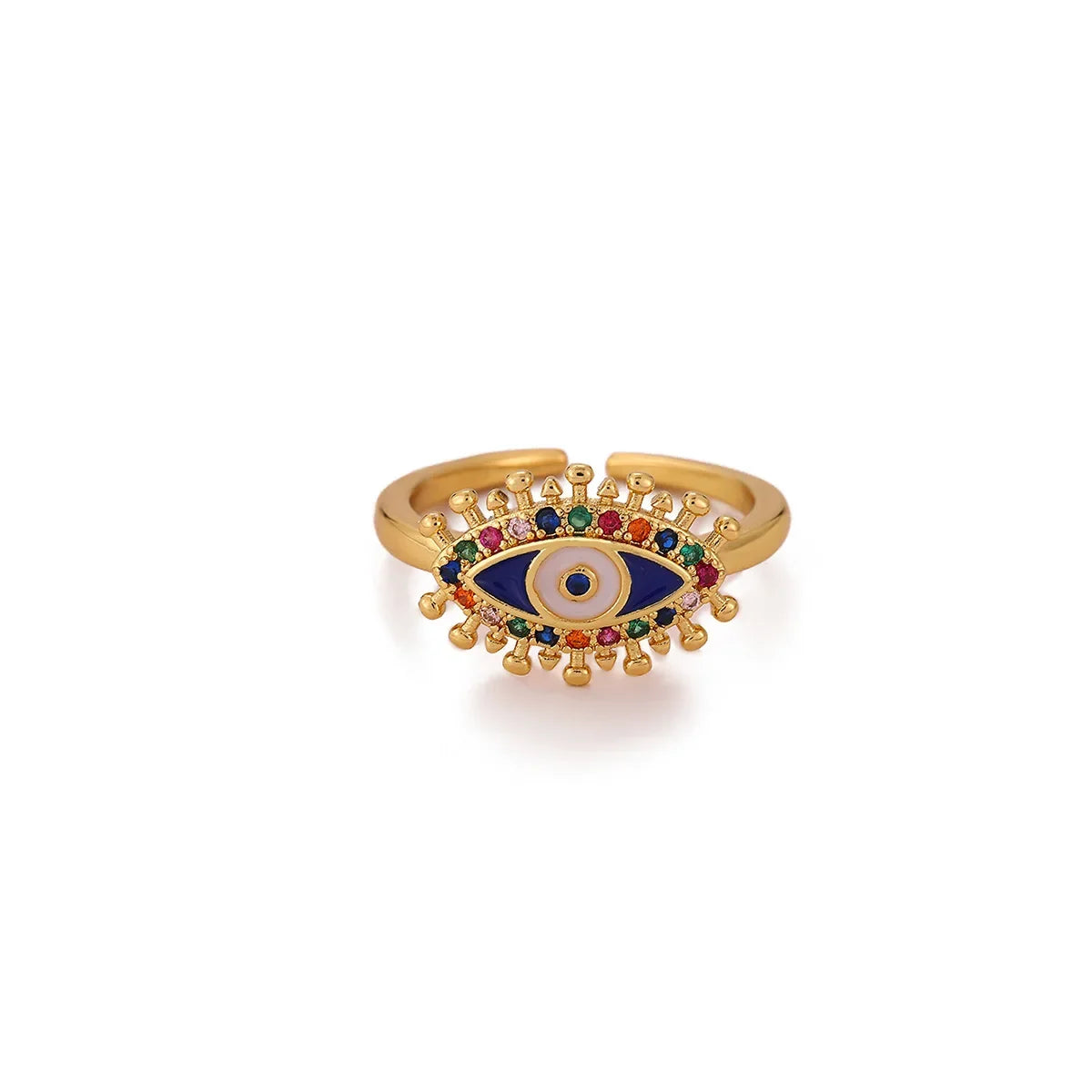 Punk Türkiye Eye Zirconcia Rings Gold Color Stainless Steel Waterproof
