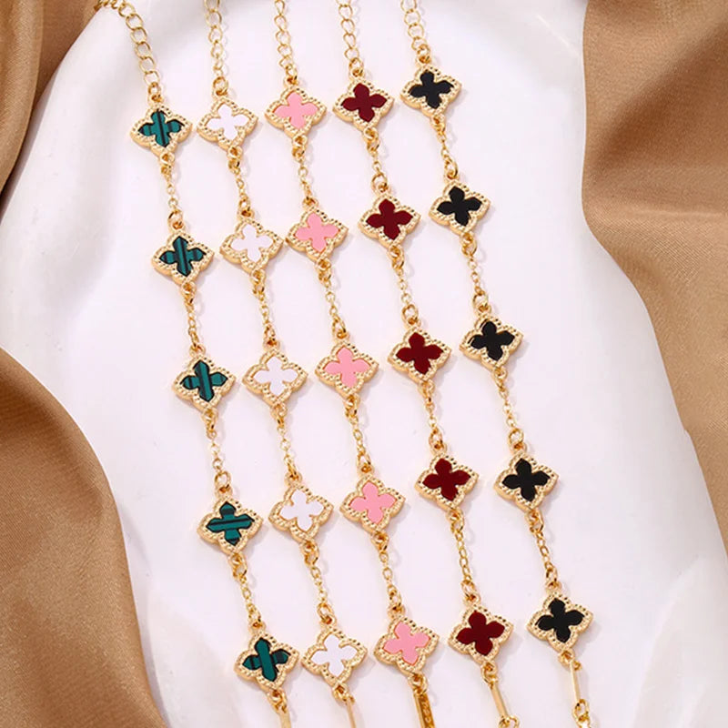 Single-Sided Lucky Clover Plated Bracelet for Women,