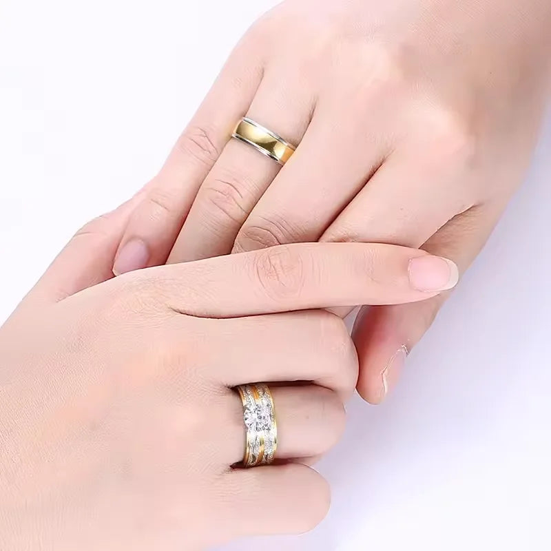Zirconia Rings Men Stainless Steel Ring Wedding