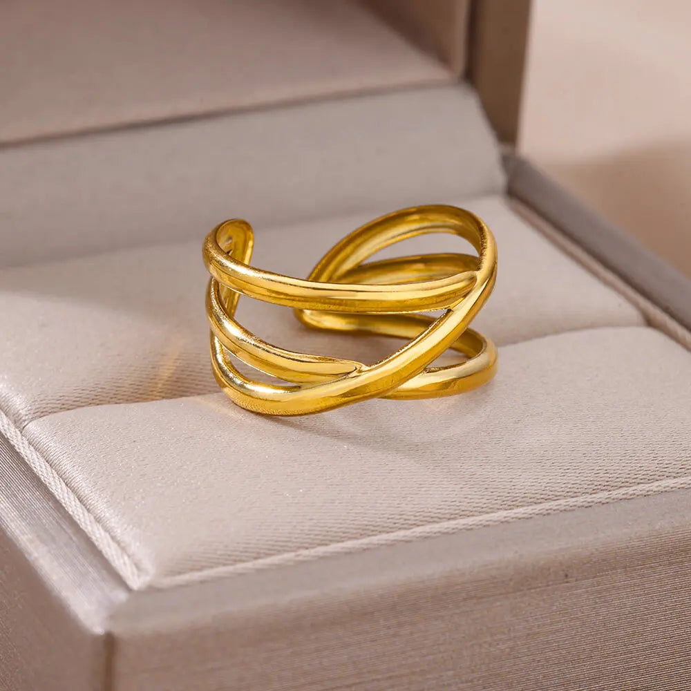 Stainless Steel Rings for Women Gold Color Never Fade Luxury