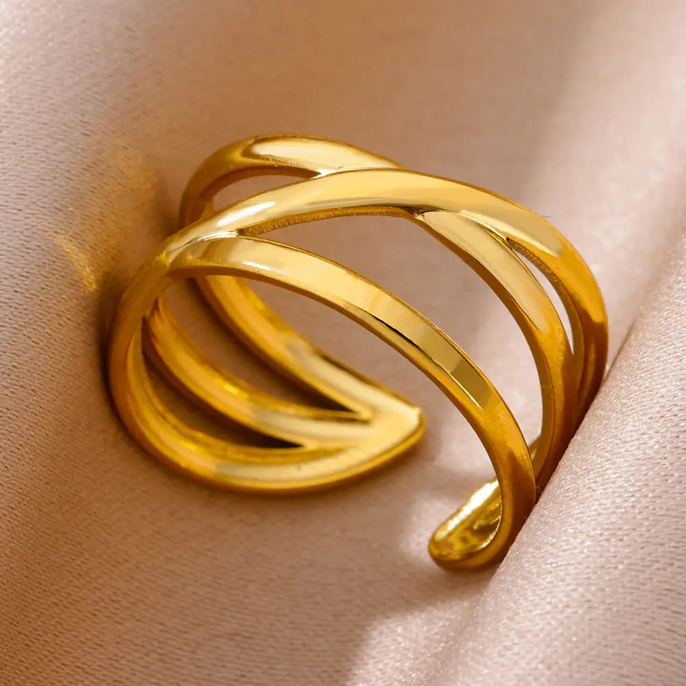 Stainless Steel Rings for Women Gold Color Never Fade Luxury