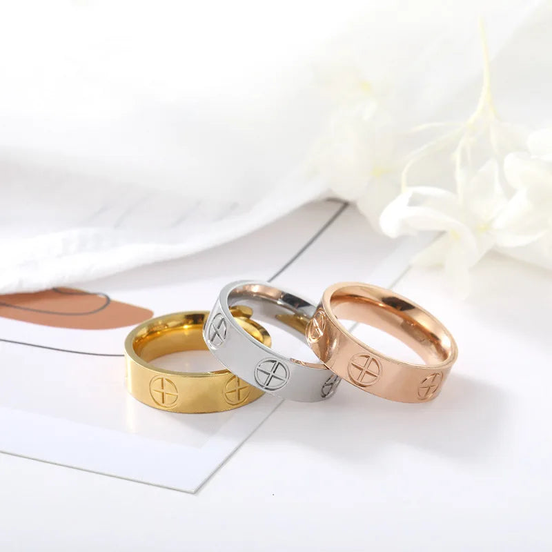 Stainless Steel Rings Gold Color Luxury