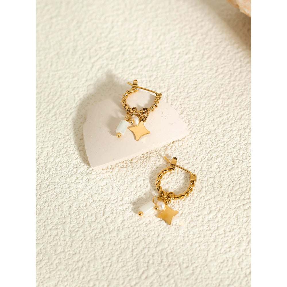 18K Gold Plated Stainless Steel Hoop Earrings
