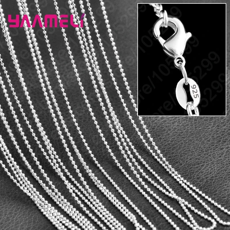 Pure 925 Sterling Silver Charm Link Chain Necklace Jewelry with Strong Smooth Lobster Clasps 16-30 Inches