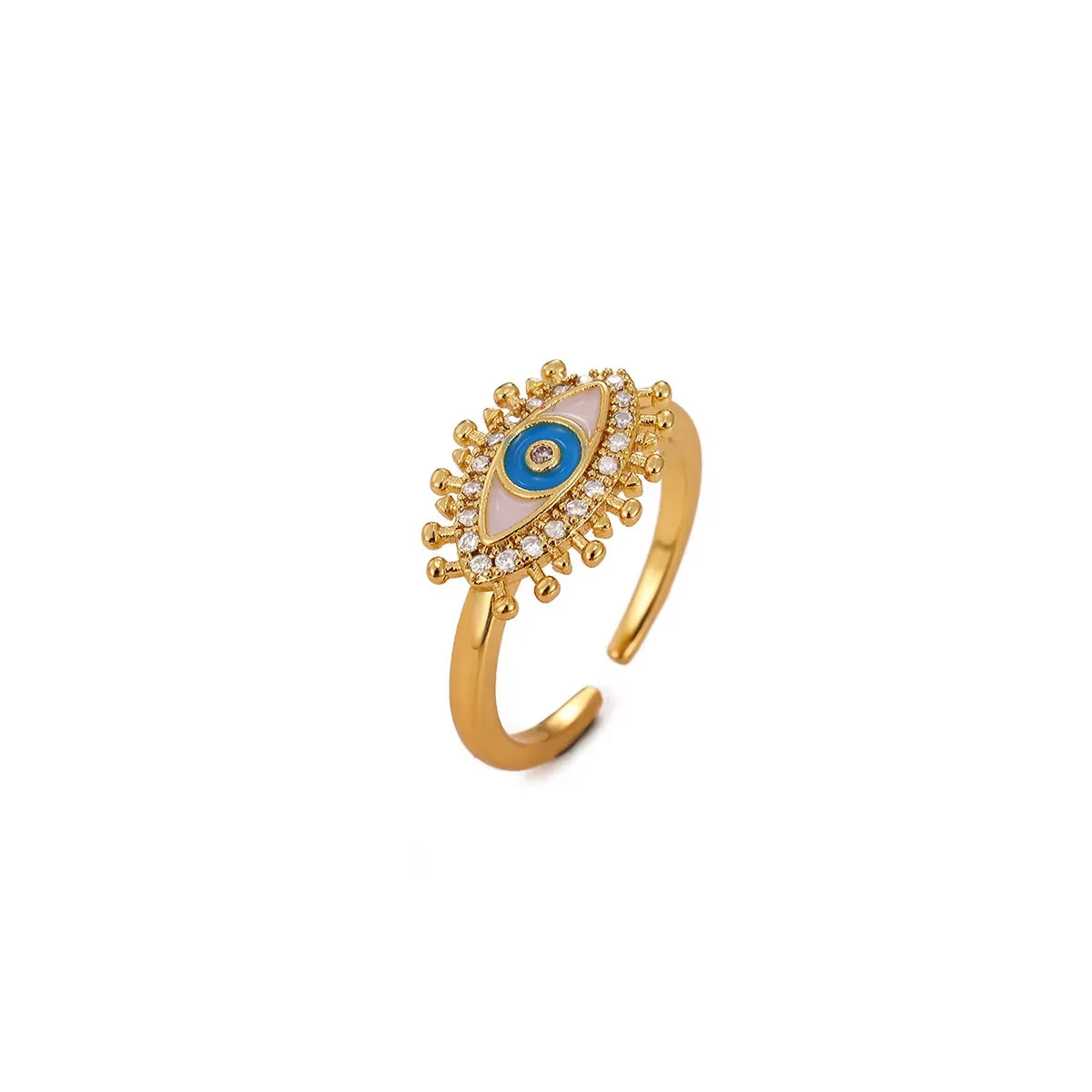 Punk Türkiye Eye Zirconcia Rings Gold Color Stainless Steel Waterproof