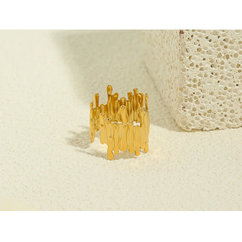 18K Gold Plated Stainless Steel Irregular Wide Rings